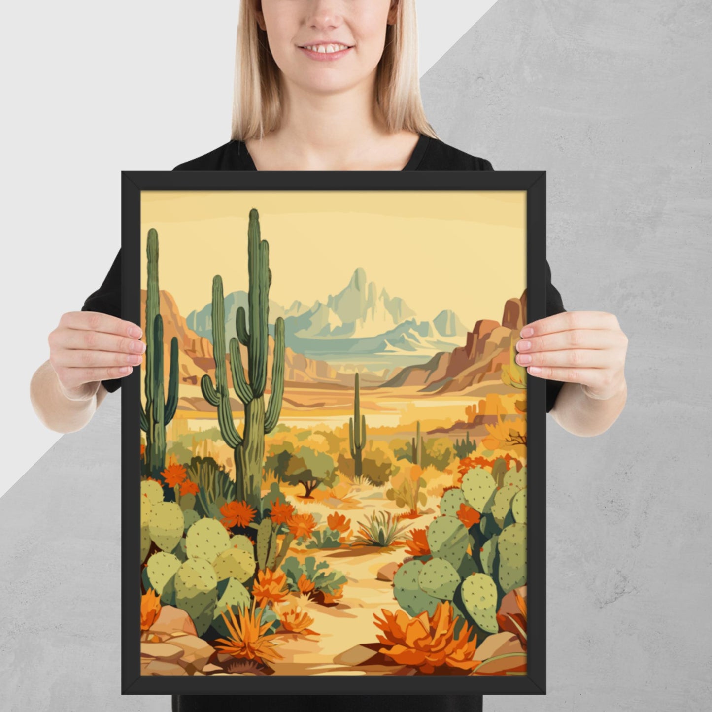 Mountainous Desert Life Framed Poster