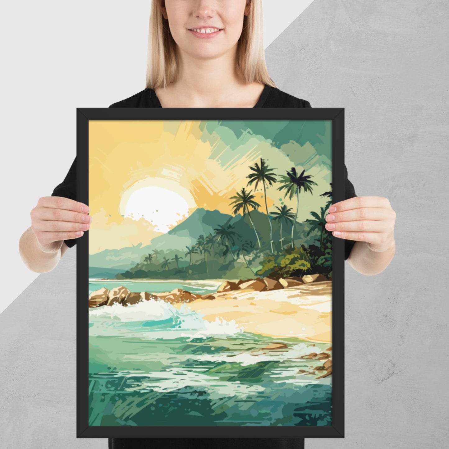 Tropical Island Beach Framed Poster