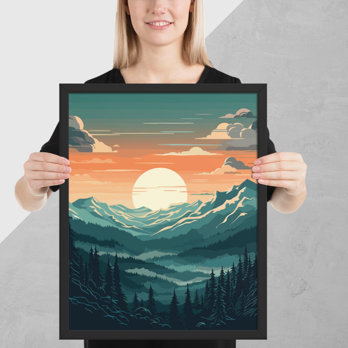 Forest Mountain Landscape Framed Poster