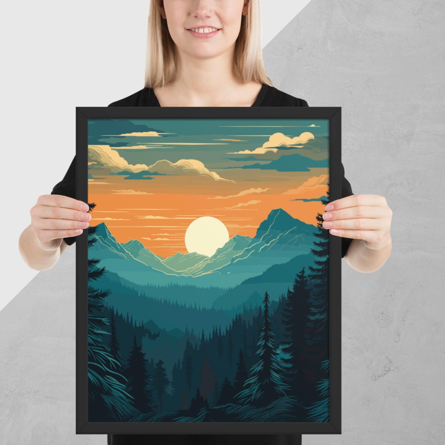 Forest Skyline Sunset Framed Poster