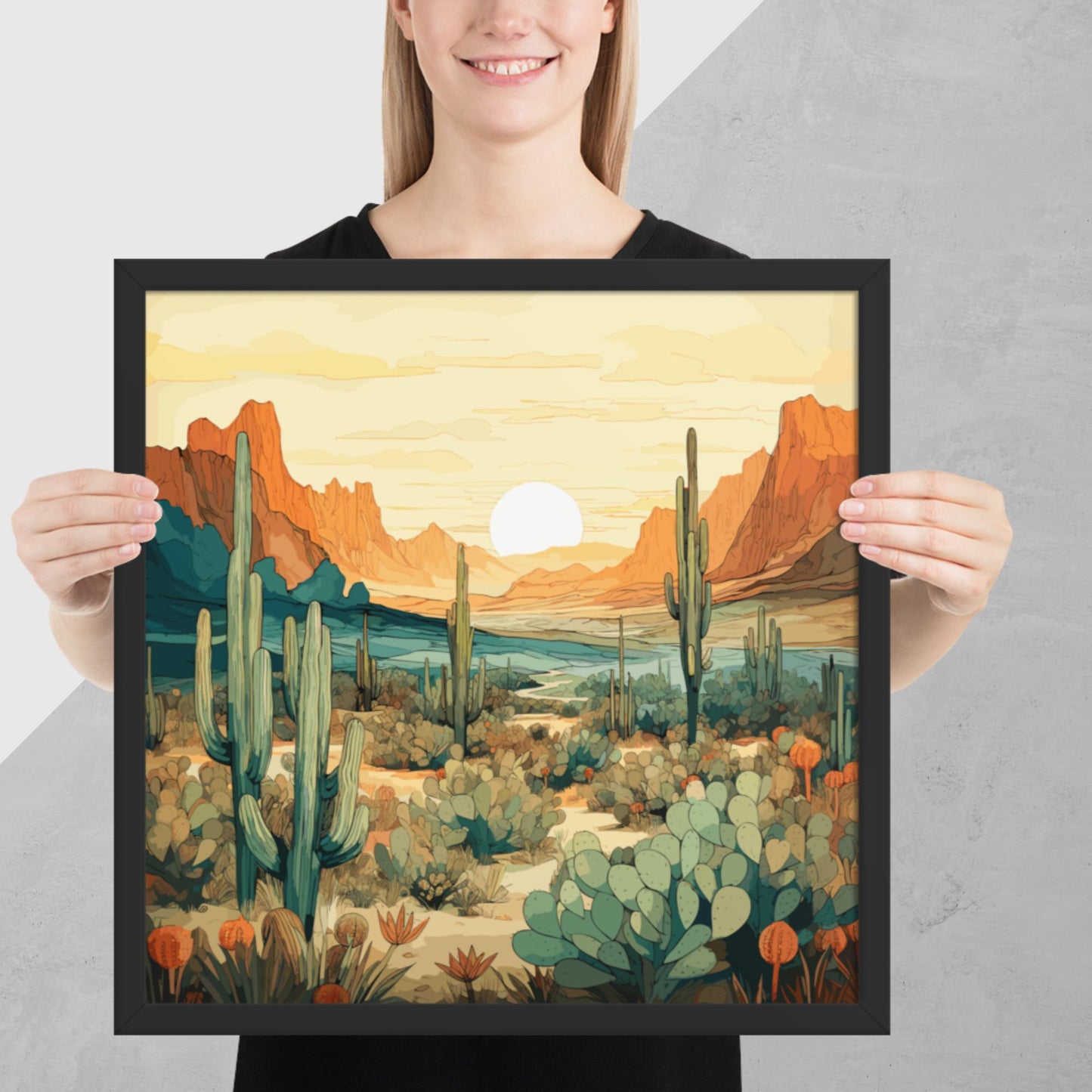 Desert Hills Shrubs Framed Poster