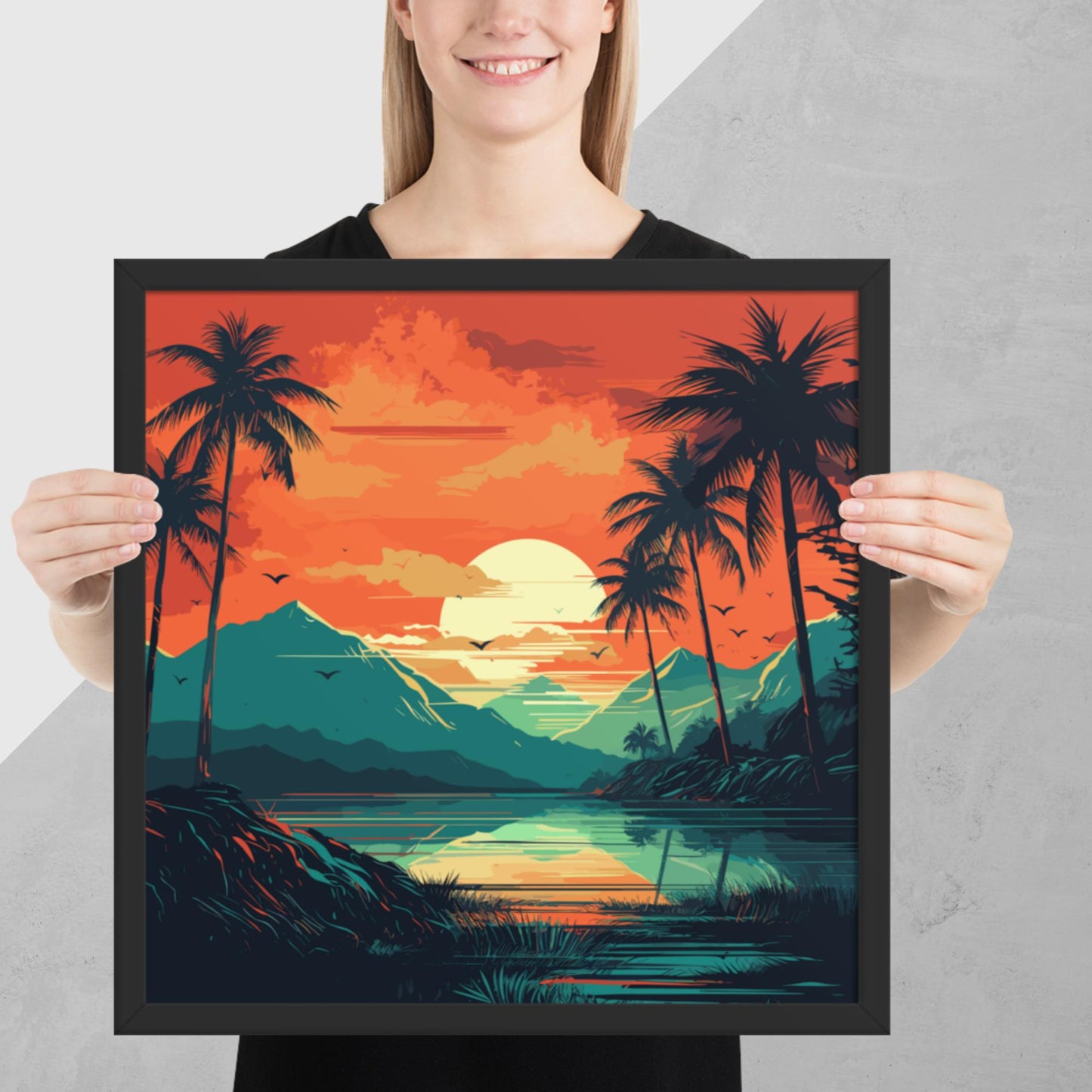 Rainforest Lake Mountains Framed Poster