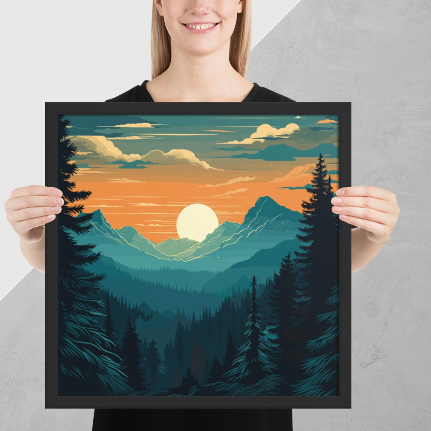 Forest Skyline Sunset Framed Poster