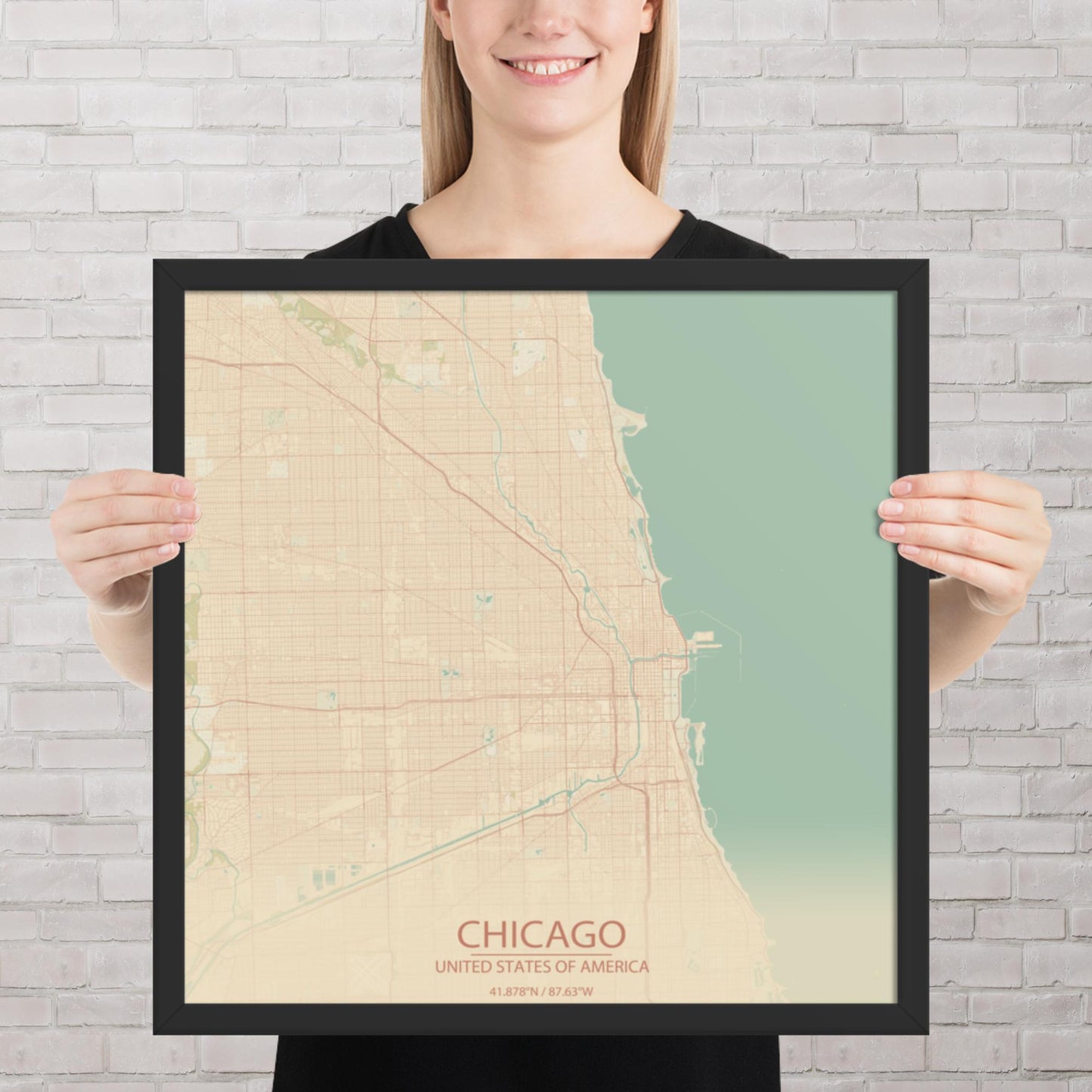 Chicago Vintage Style Framed Map