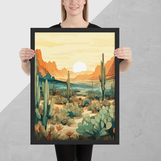 Desert Hills Shrubs Framed Poster