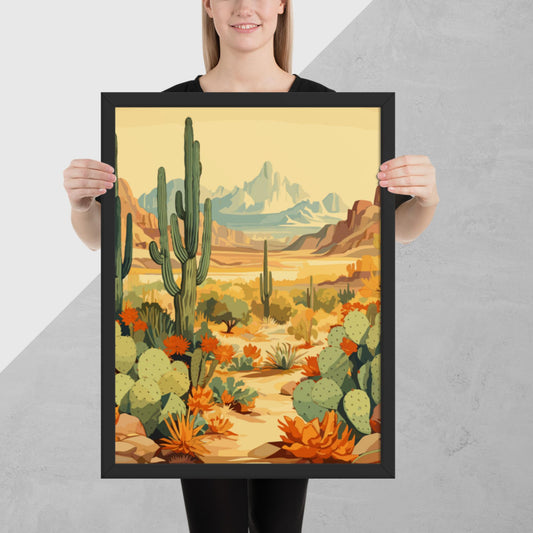 Mountainous Desert Life Framed Poster