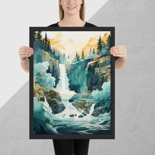 Roaring Forest Waterfall Framed Poster