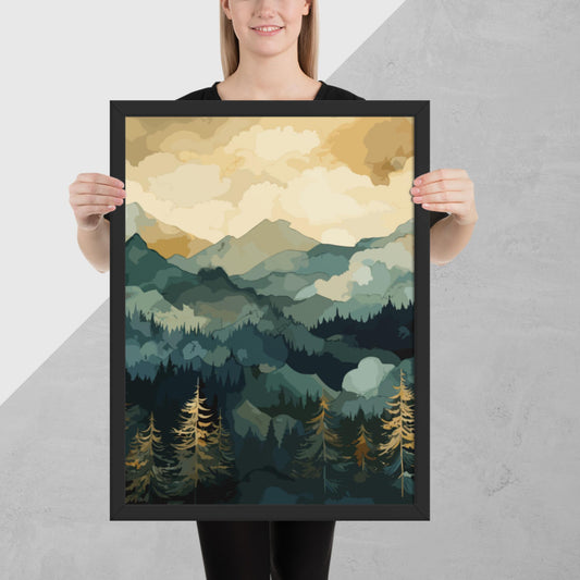 Mountainous Forest Framed Poster