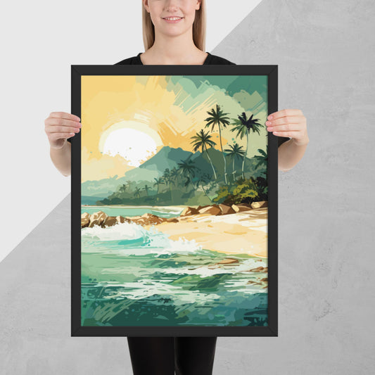 Tropical Island Beach Framed Poster