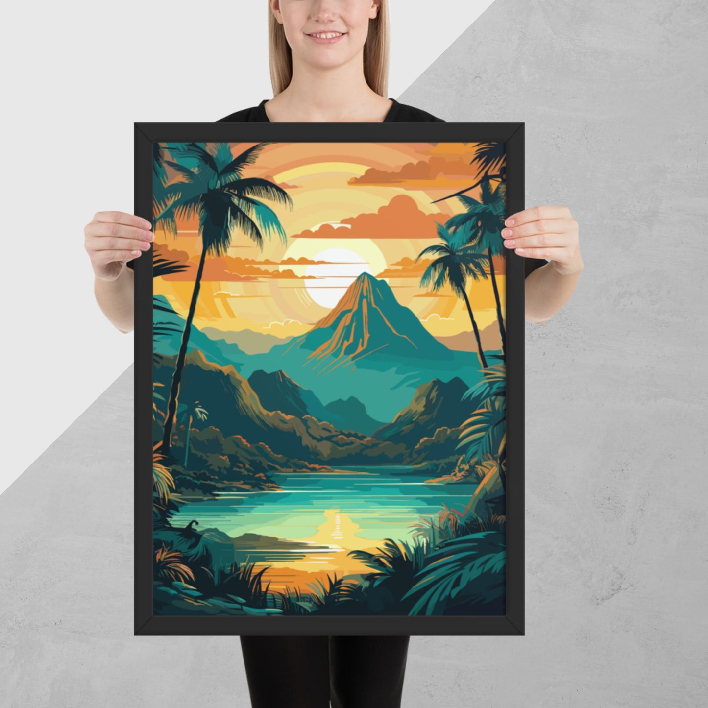 Rainforest Mountain Sunset Framed Poster