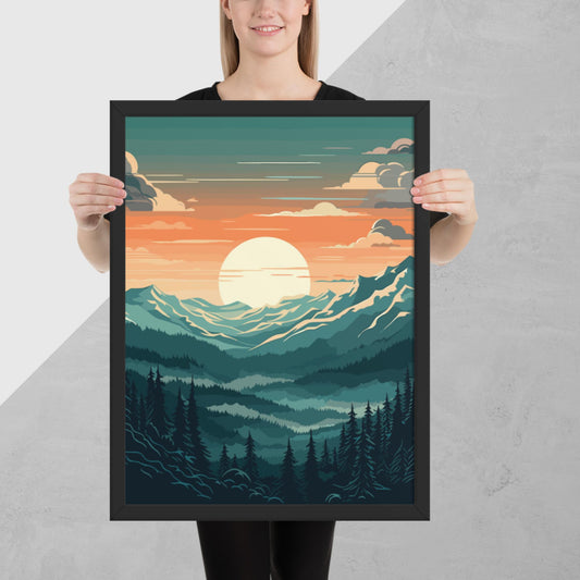 Forest Mountain Landscape Framed Poster