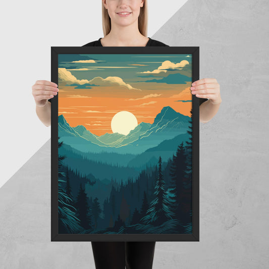 Forest Skyline Sunset Framed Poster