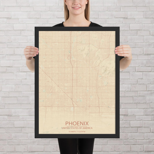 Phoenix Vintage Style Framed Map