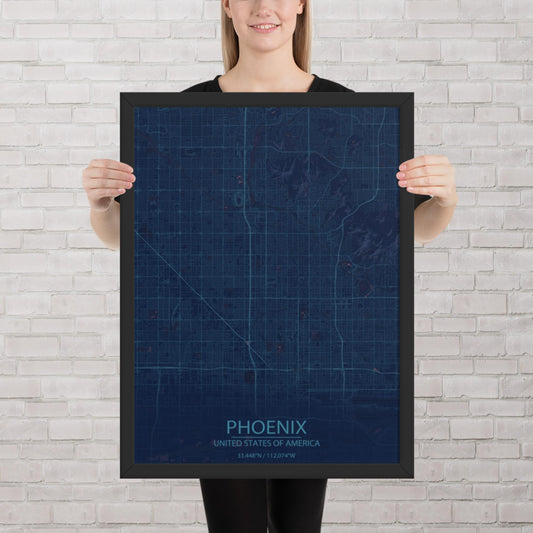 Phoenix Blue and Purple Framed Map