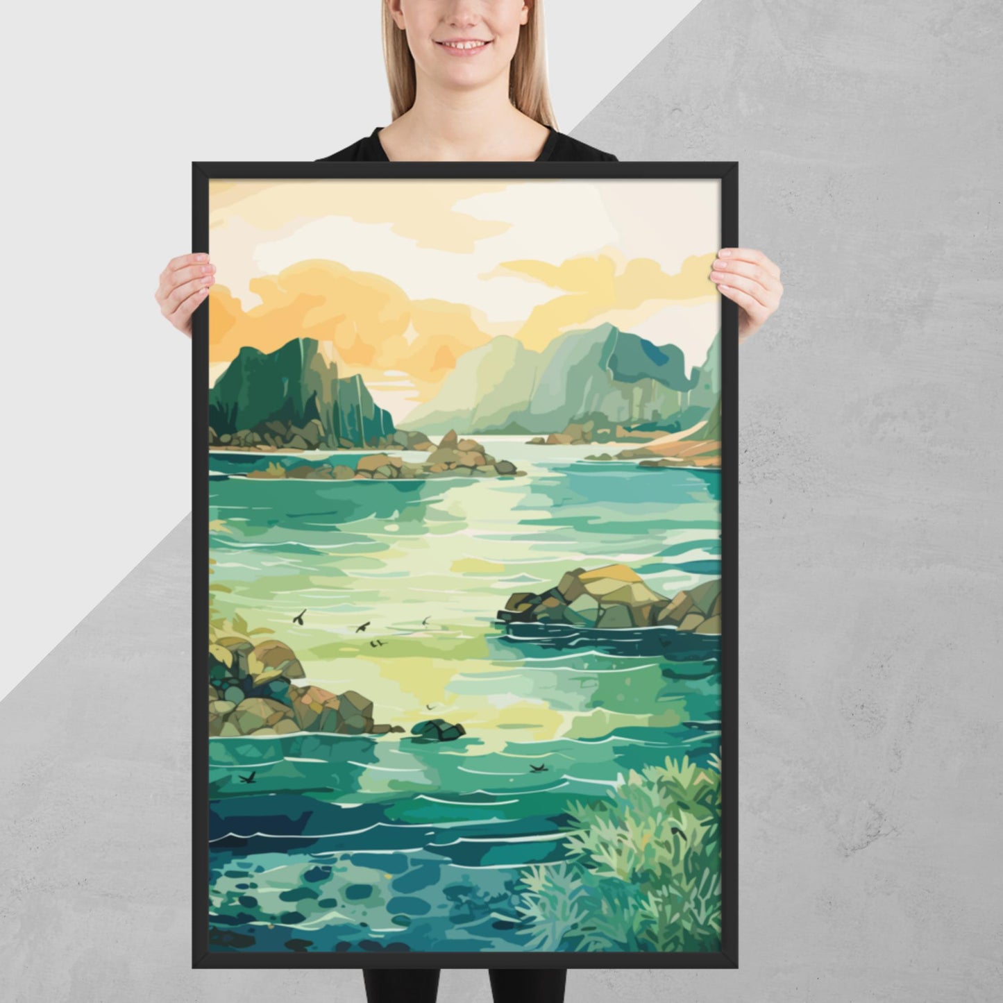 Tropical Island Rocks Framed Poster