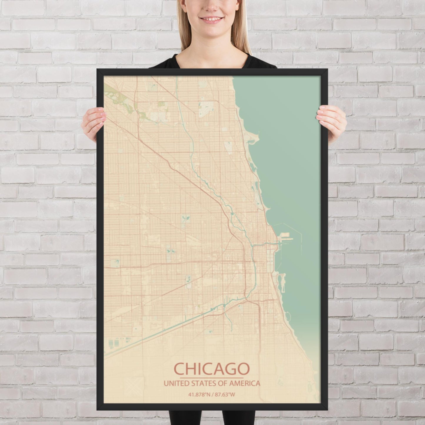 Chicago Vintage Style Framed Map