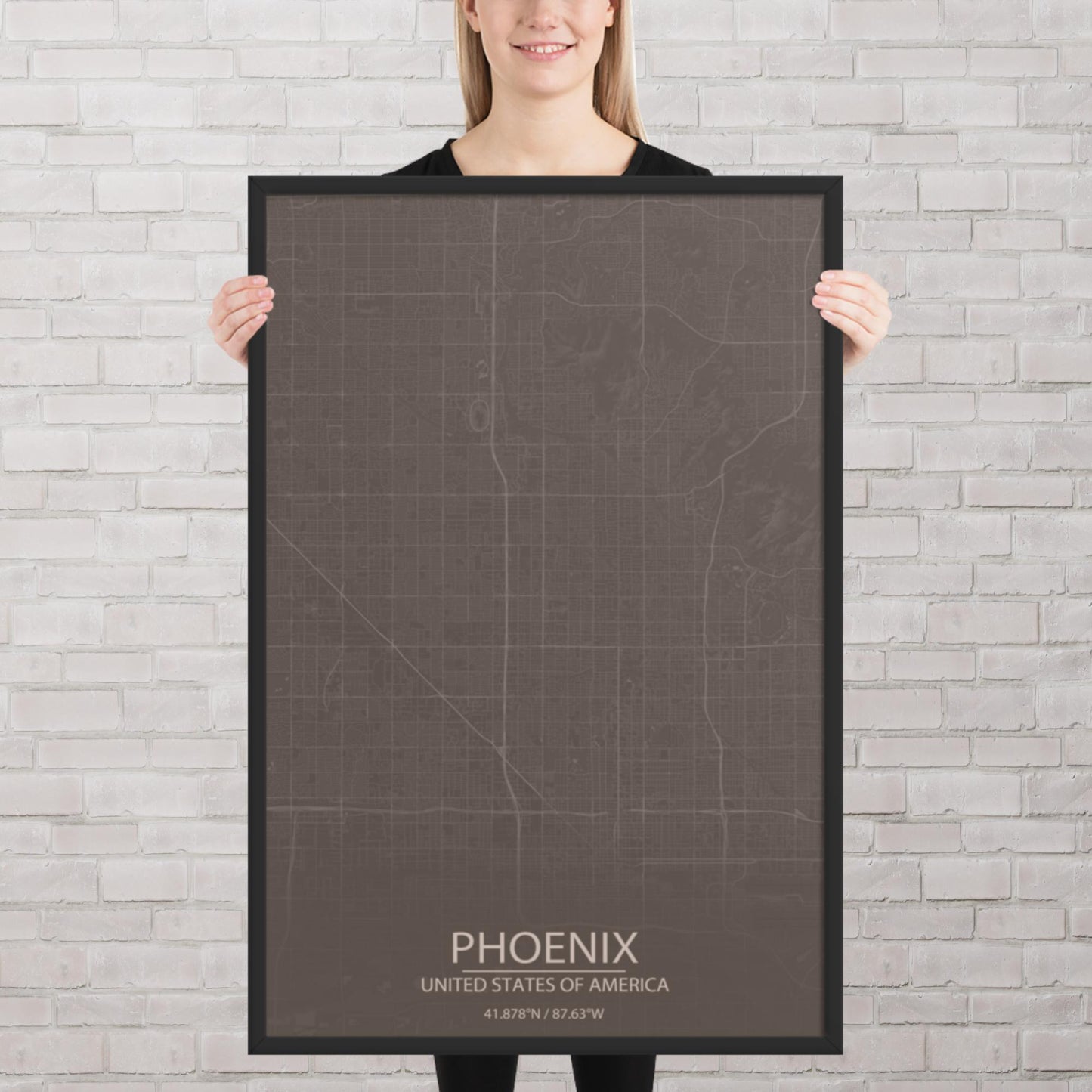 Phoenix Brown and Grey Framed Map