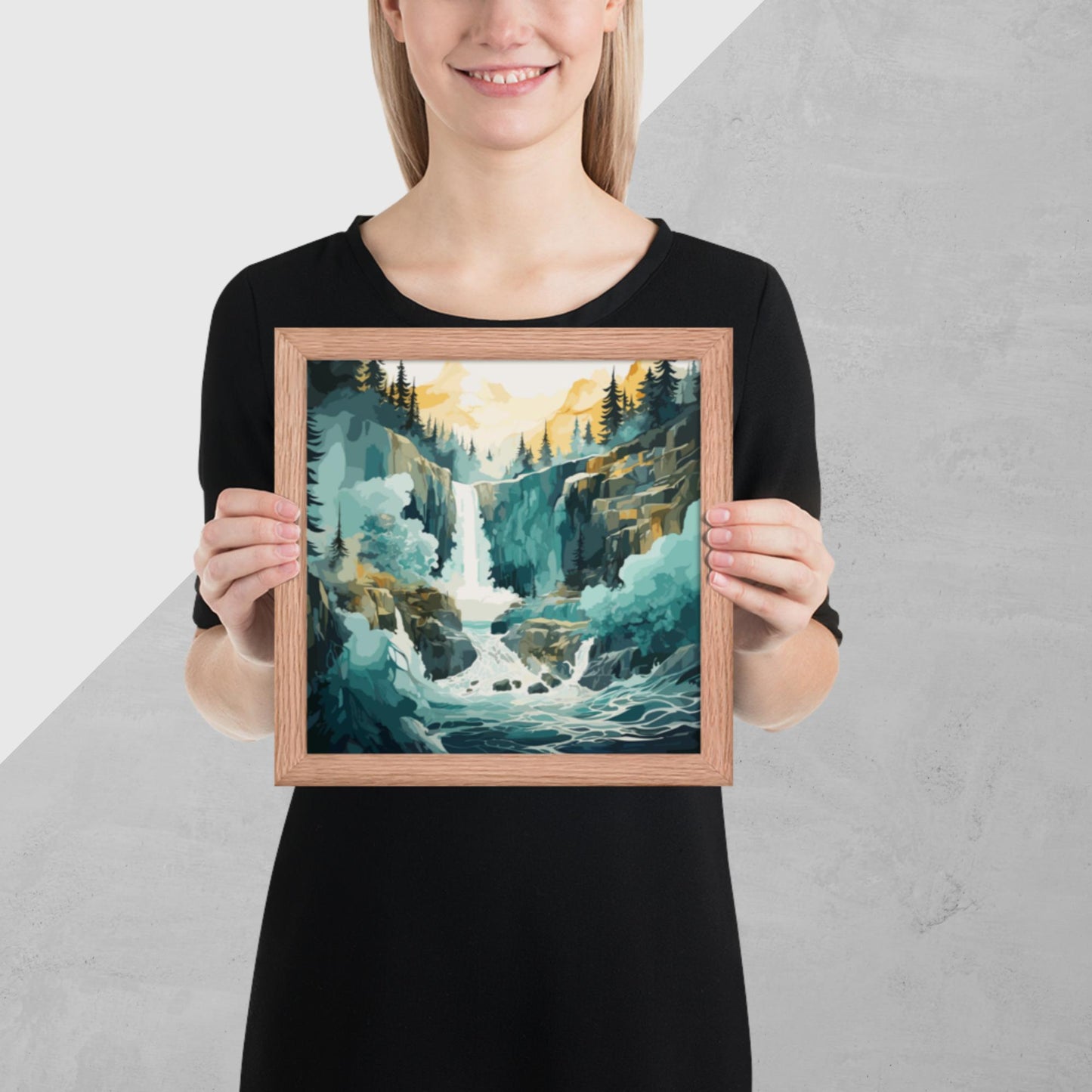 Roaring Forest Waterfall Framed Poster