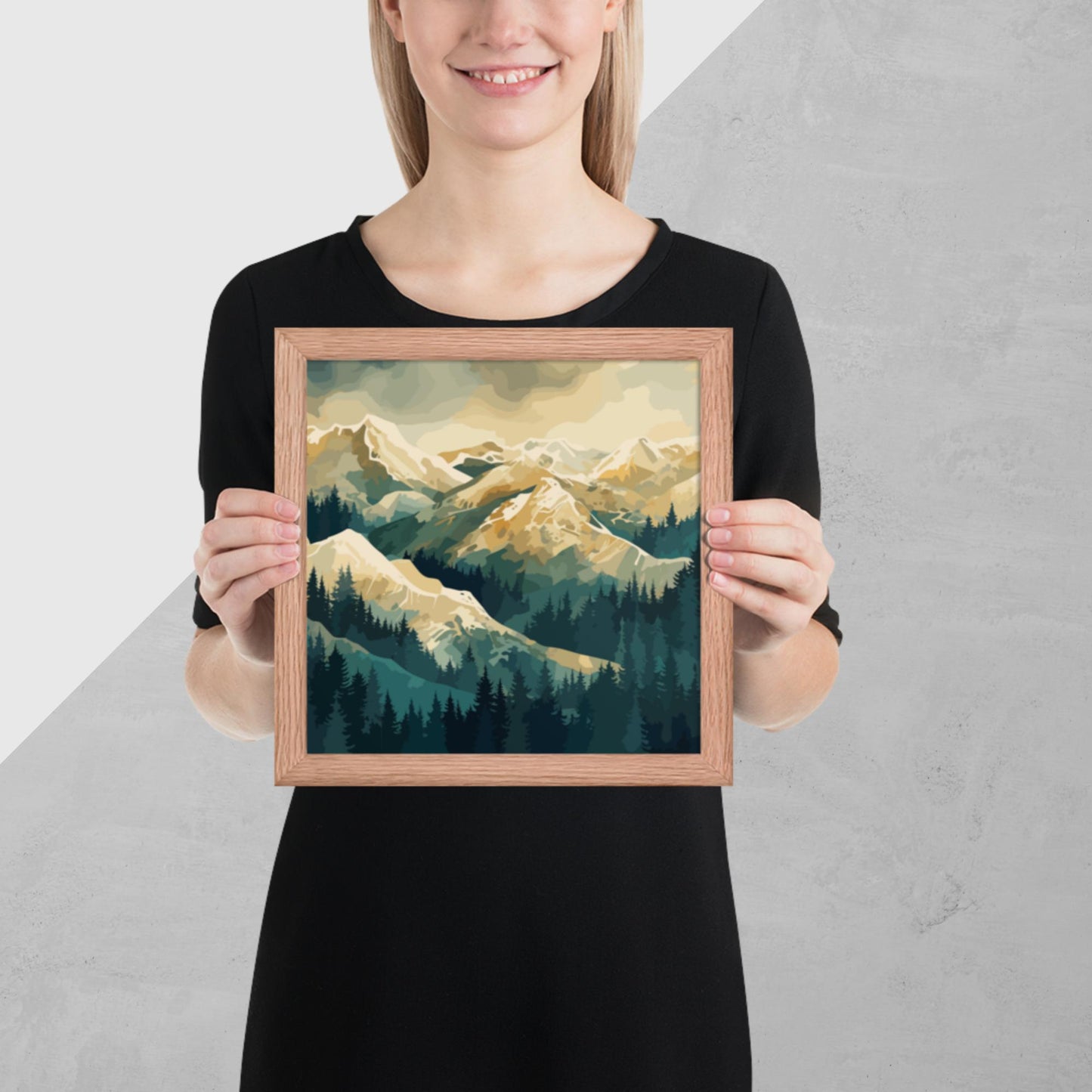 Winter Forest Mountains Framed Poster