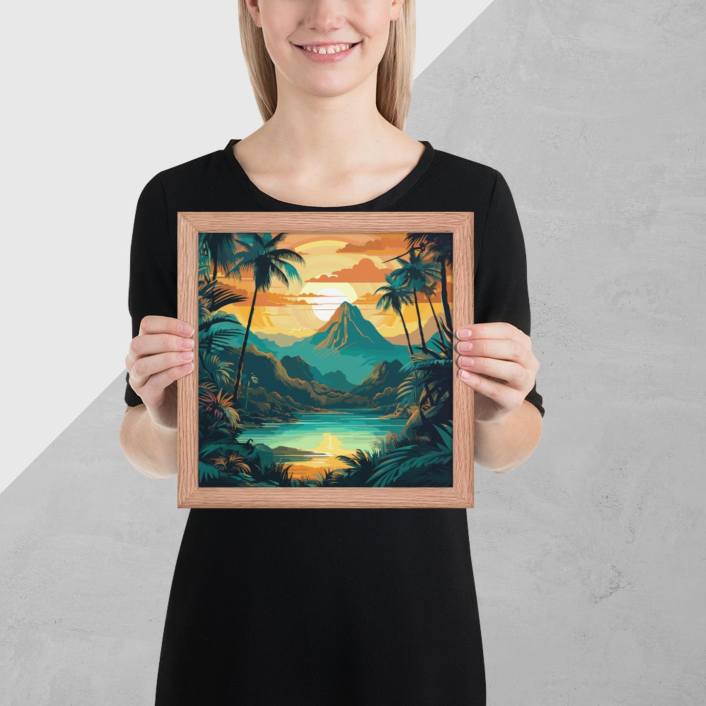 Rainforest Mountain Sunset Framed Poster