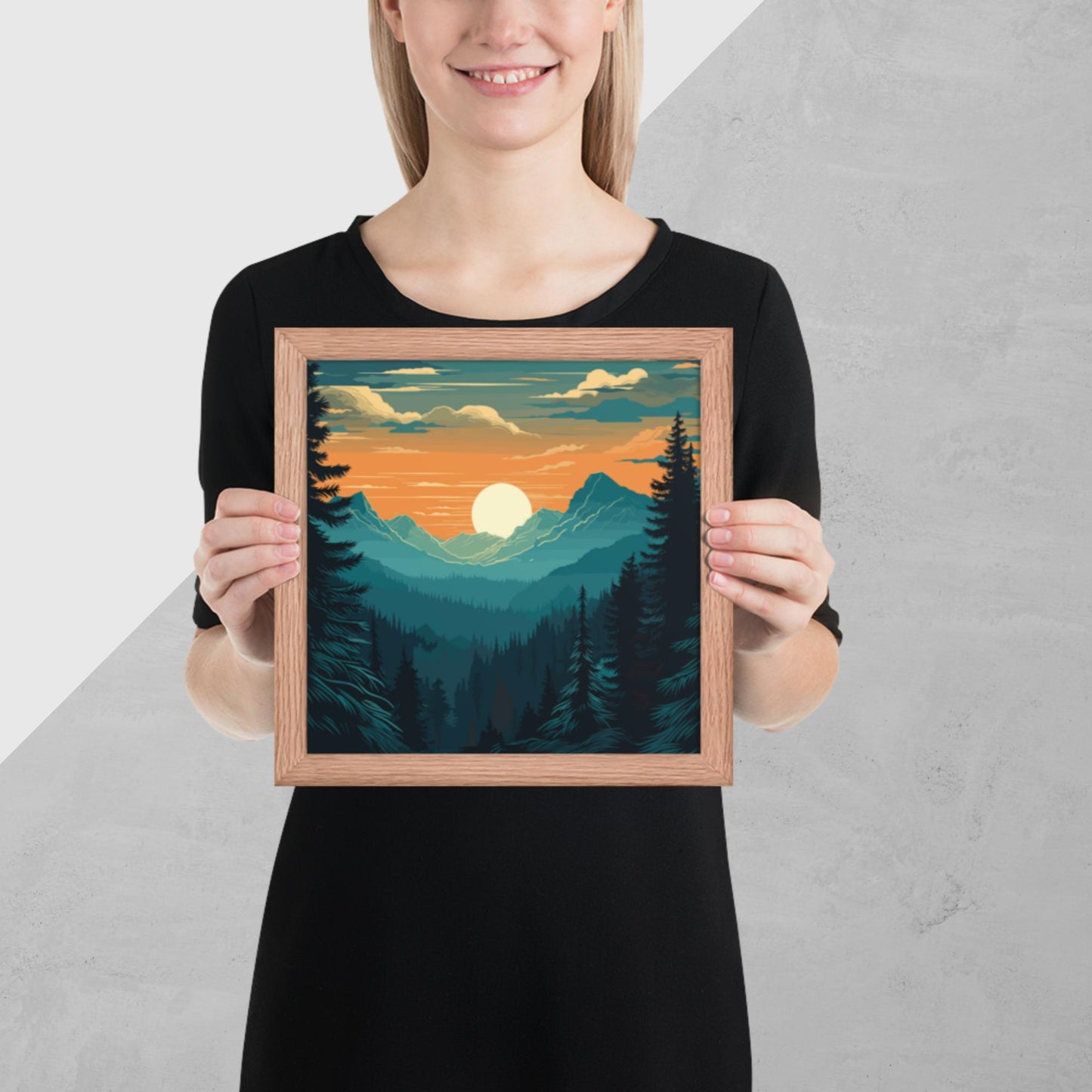 Forest Skyline Sunset Framed Poster