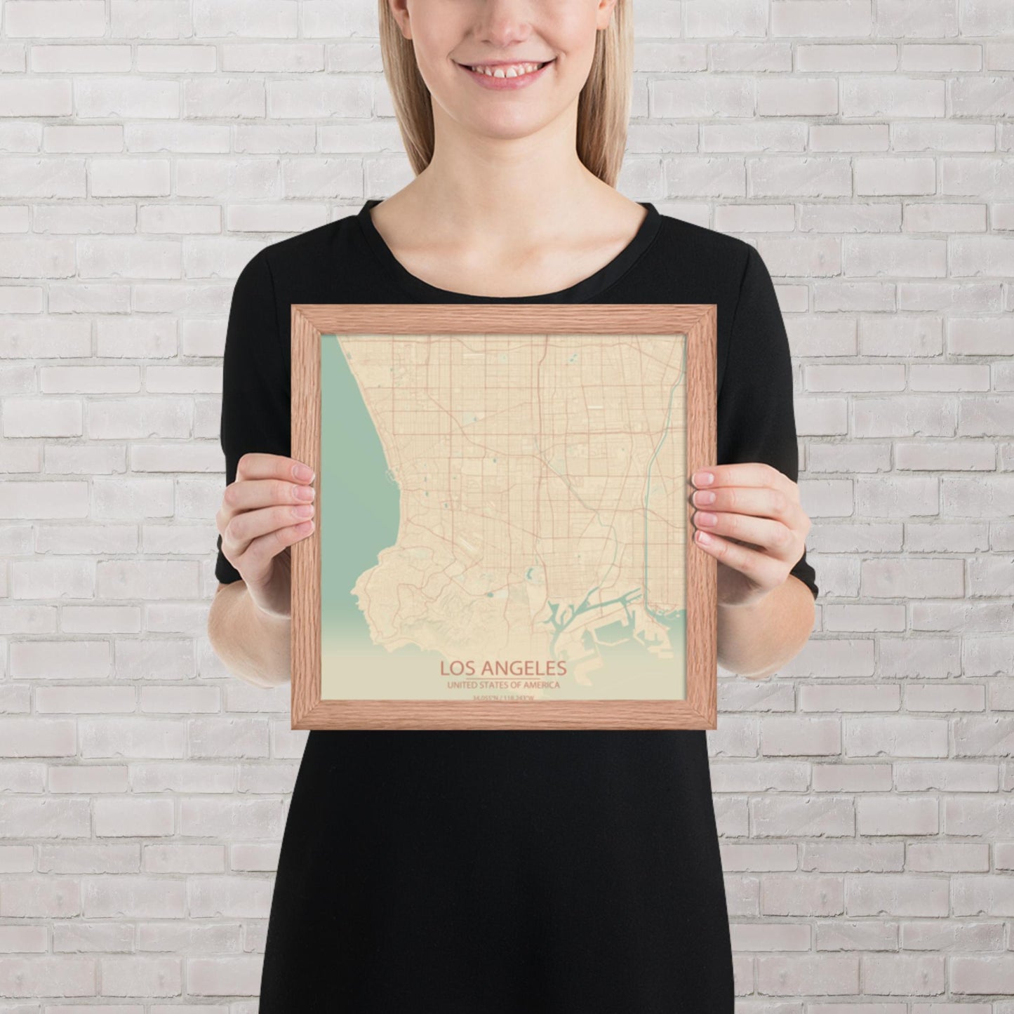 Los Angeles Vintage Style Framed Map