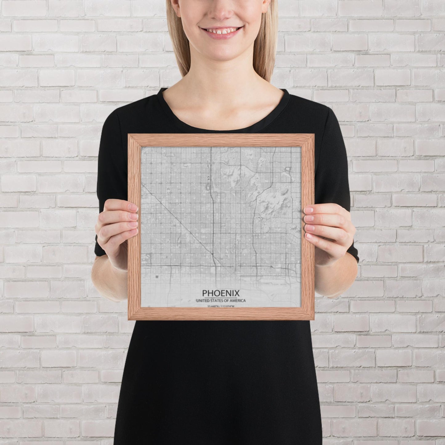 Phoenix Light Grey Framed Map