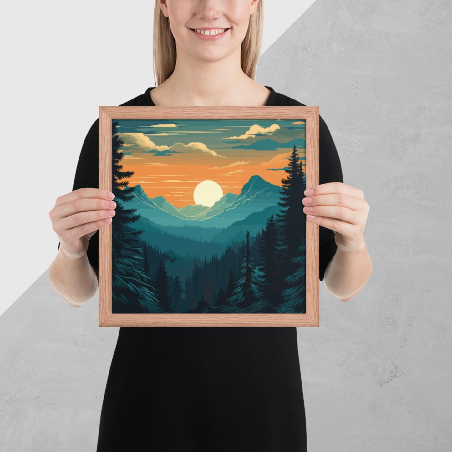 Forest Skyline Sunset Framed Poster