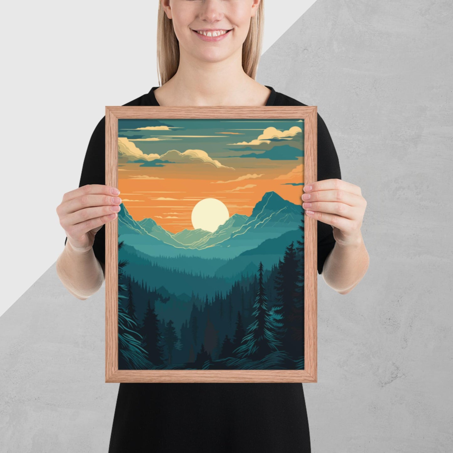 Forest Skyline Sunset Framed Poster