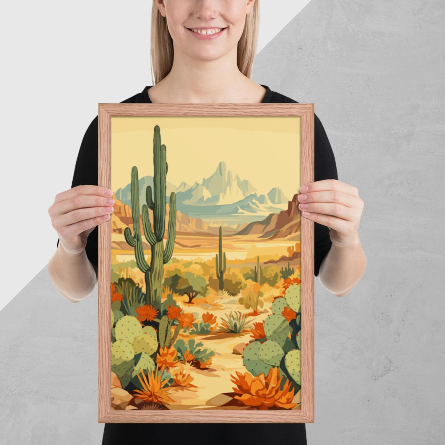 Mountainous Desert Life Framed Poster