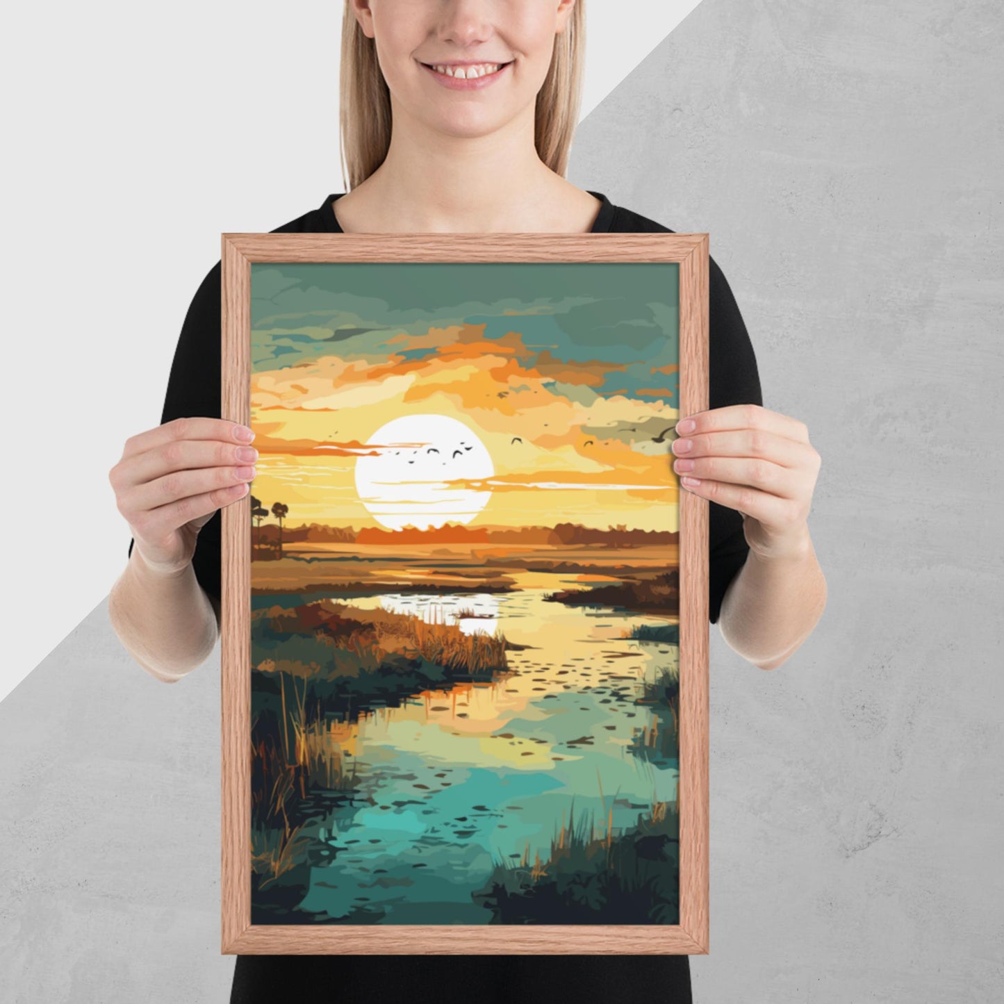 Marshland Sunset Framed Poster