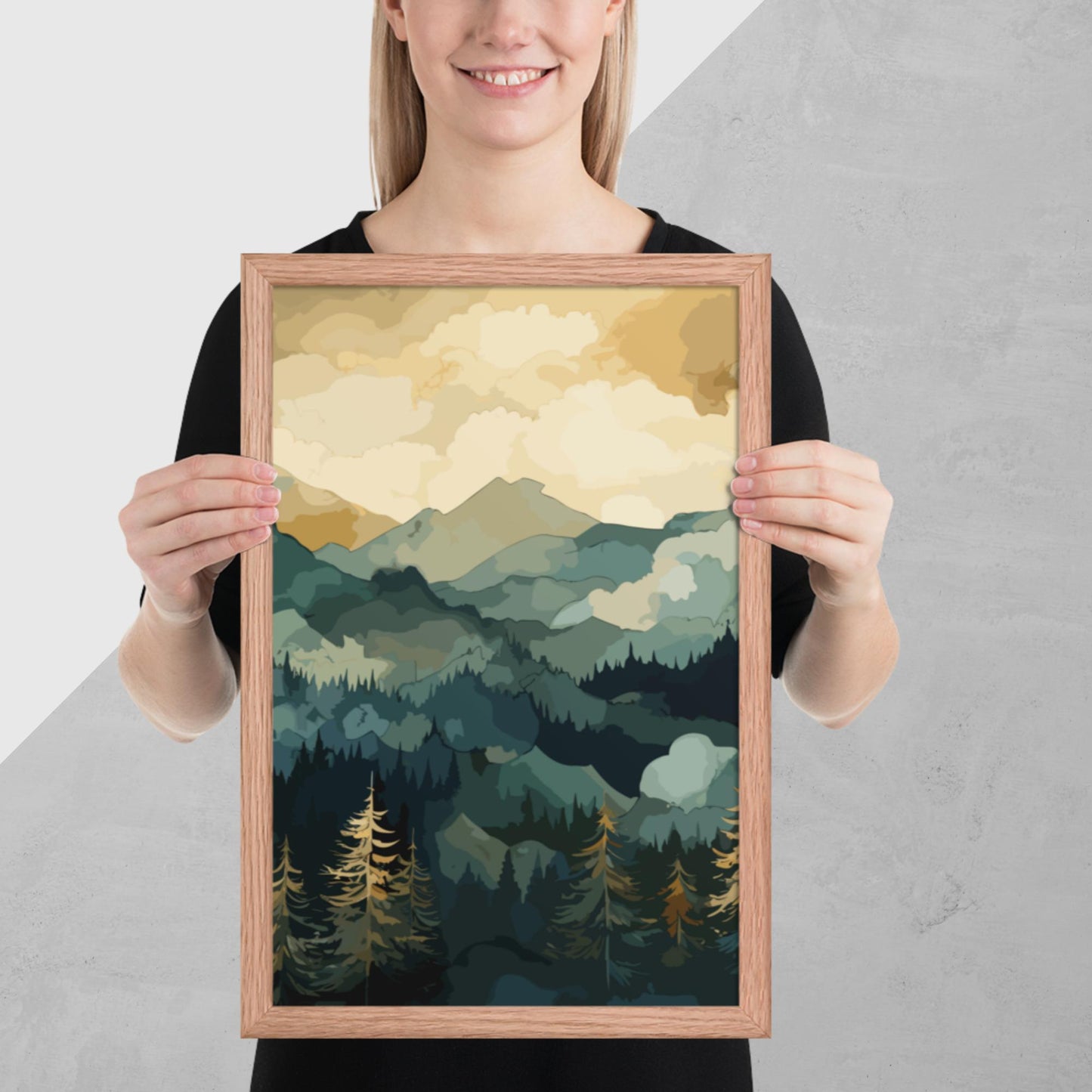 Mountainous Forest Framed Poster