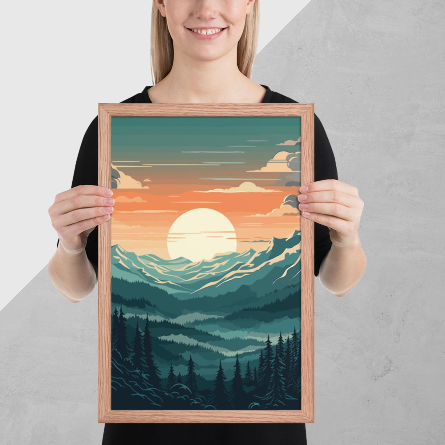 Forest Mountain Landscape Framed Poster