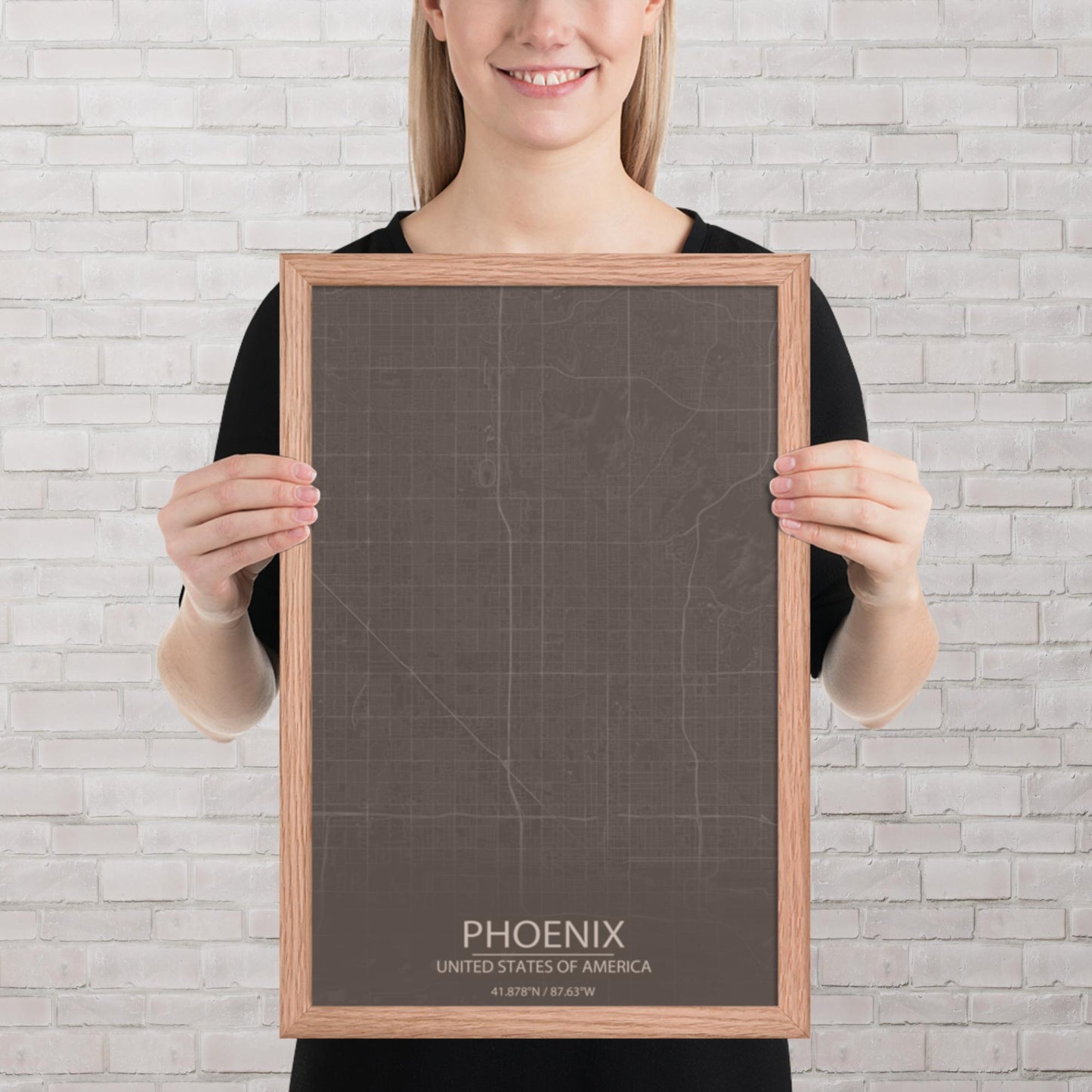 Phoenix Brown and Grey Framed Map