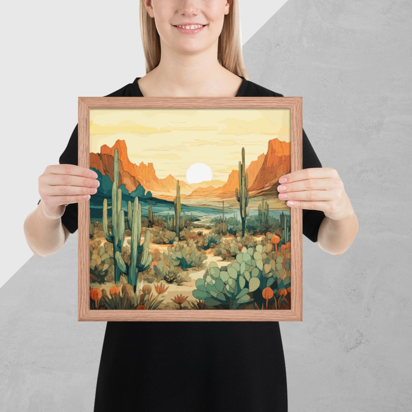 Desert Hills Shrubs Framed Poster