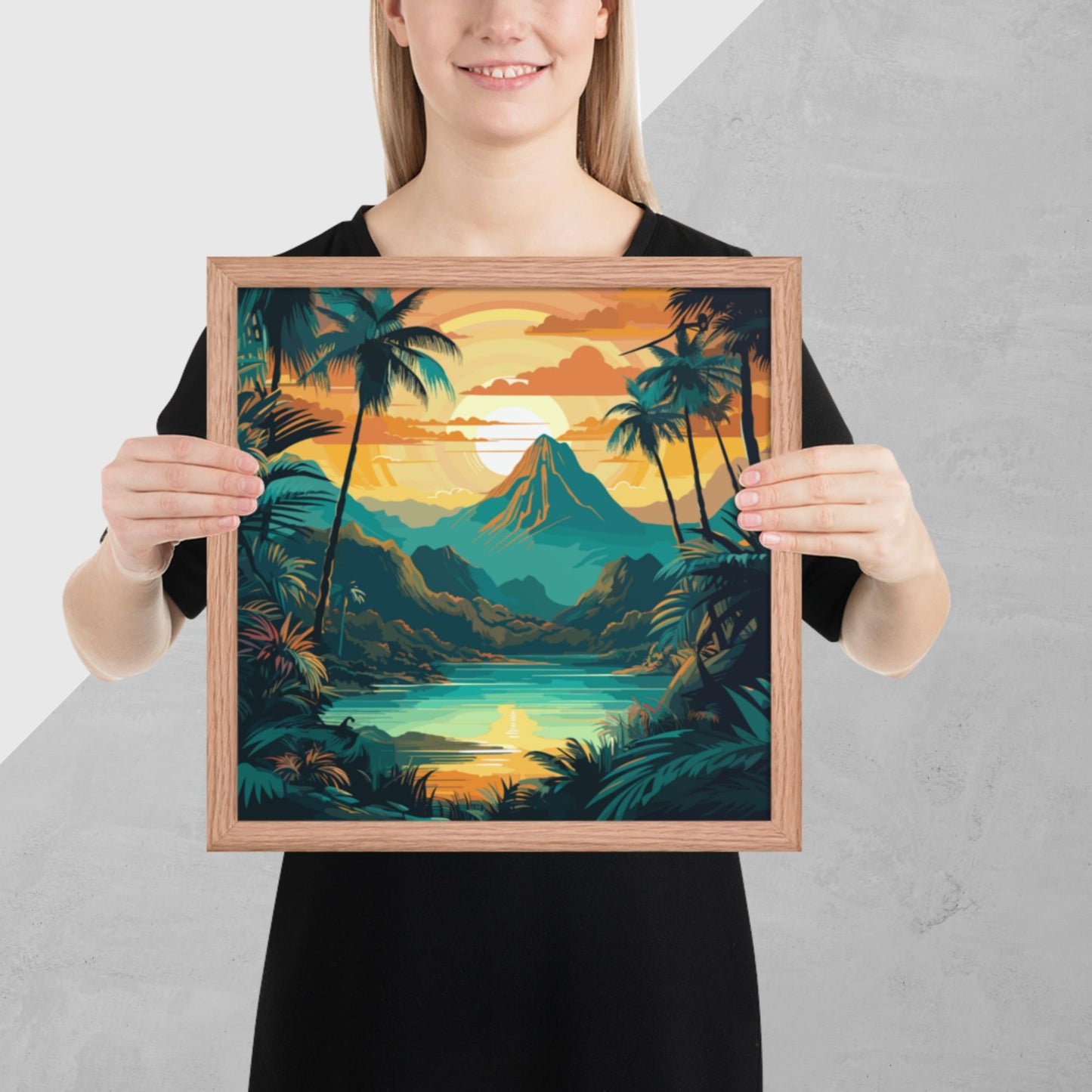 Rainforest Mountain Sunset Framed Poster