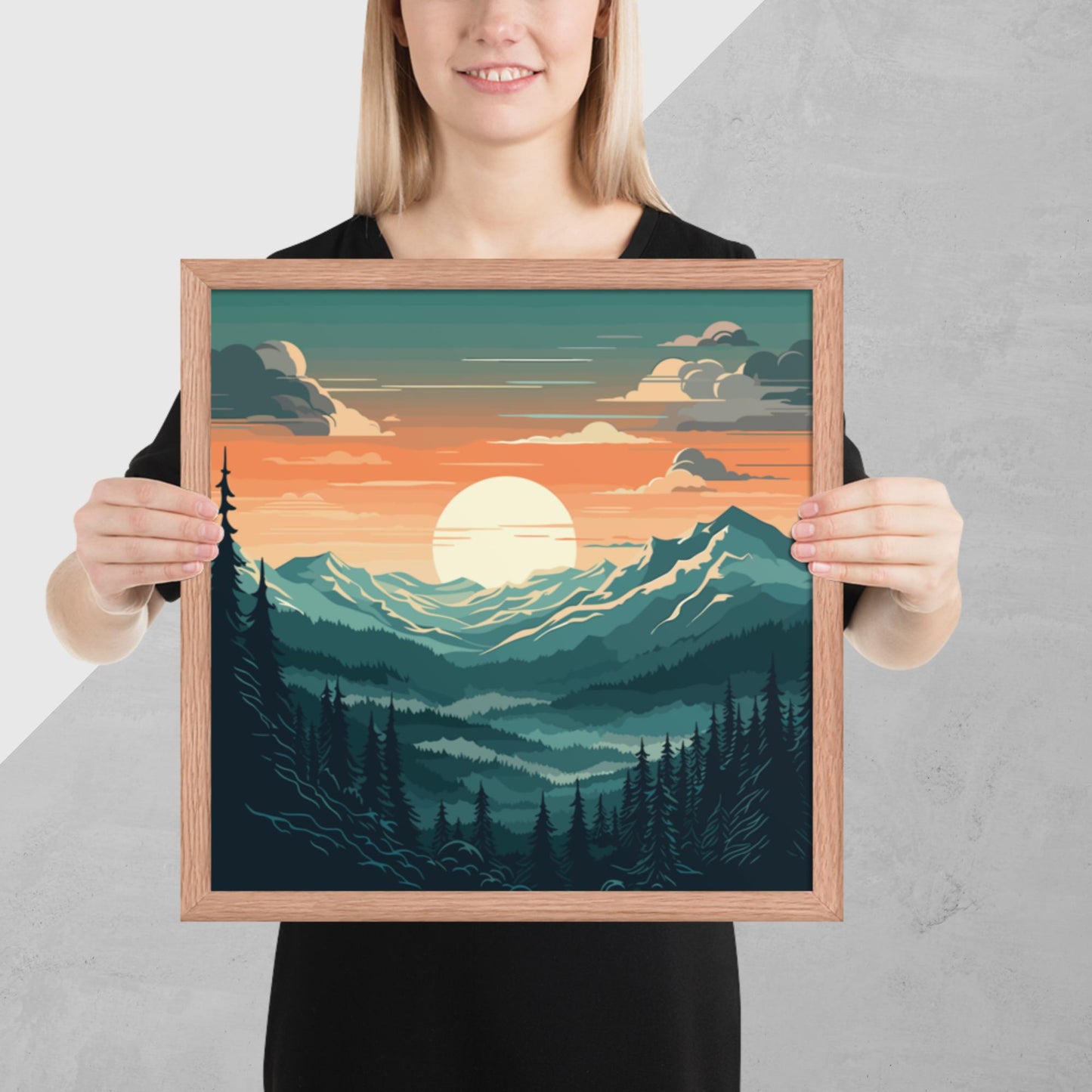 Forest Mountain Landscape Framed Poster