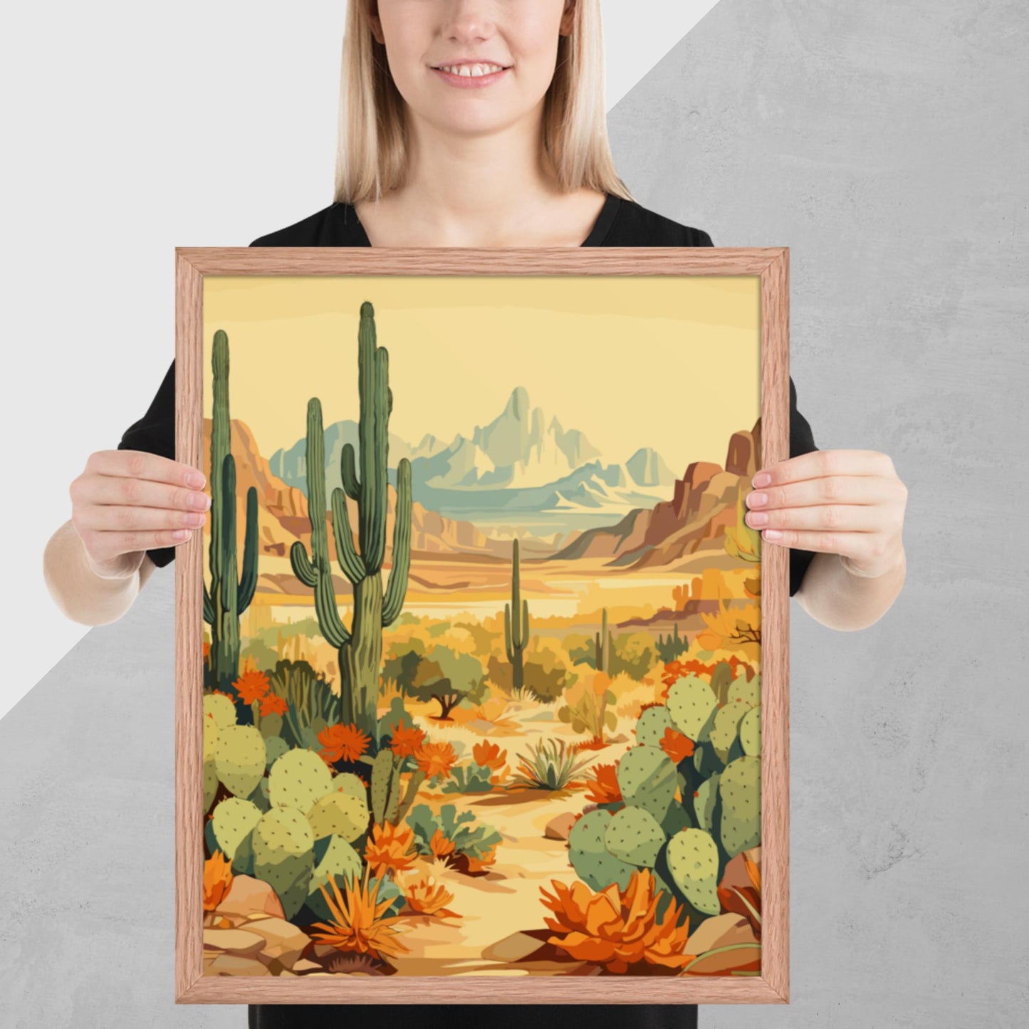 Mountainous Desert Life Framed Poster