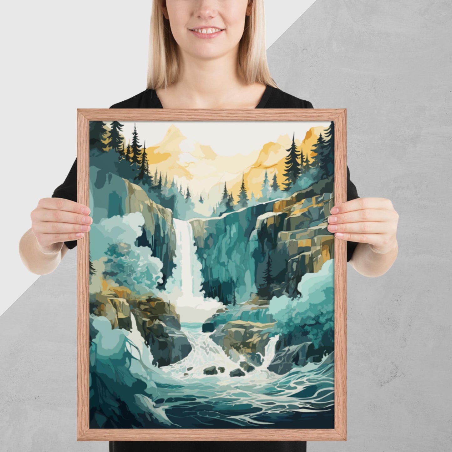 Roaring Forest Waterfall Framed Poster