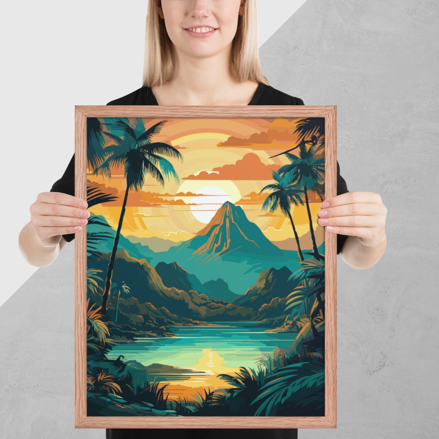 Rainforest Mountain Sunset Framed Poster