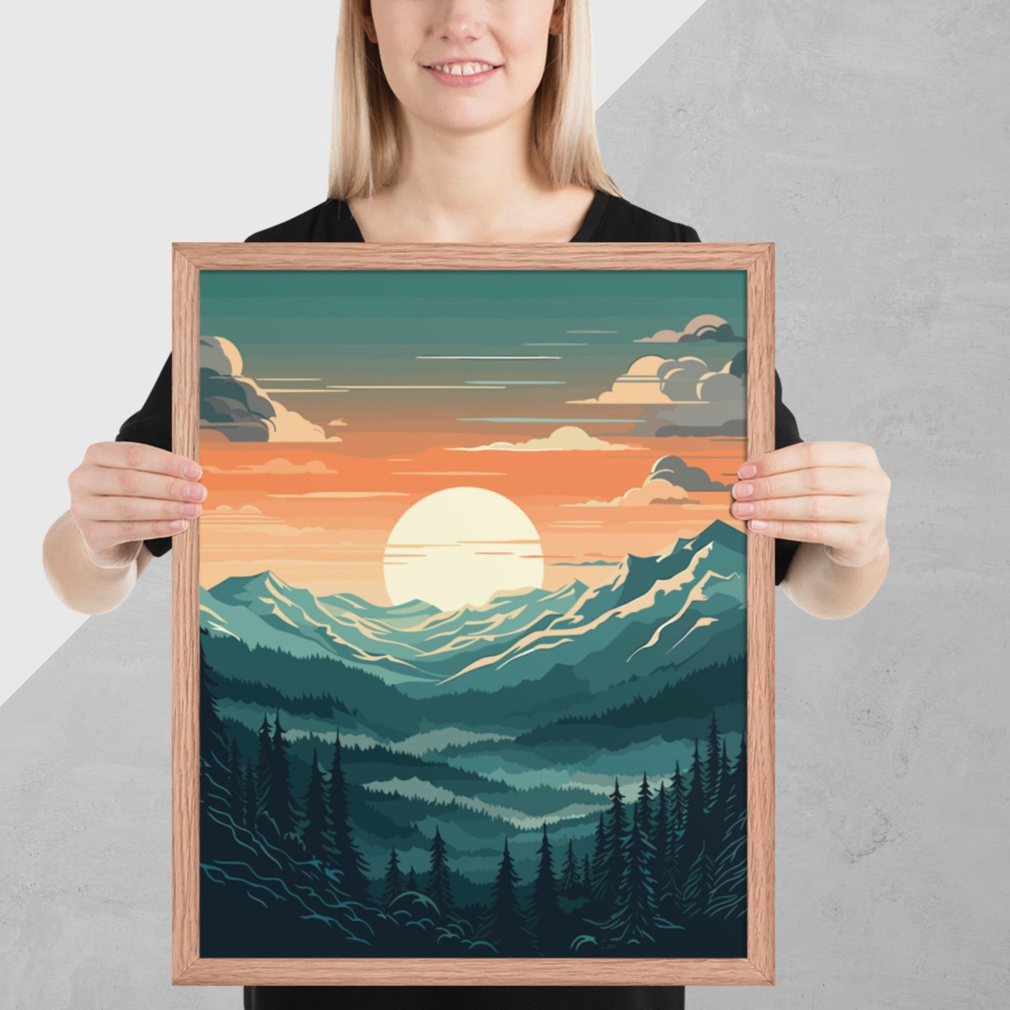 Forest Mountain Landscape Framed Poster