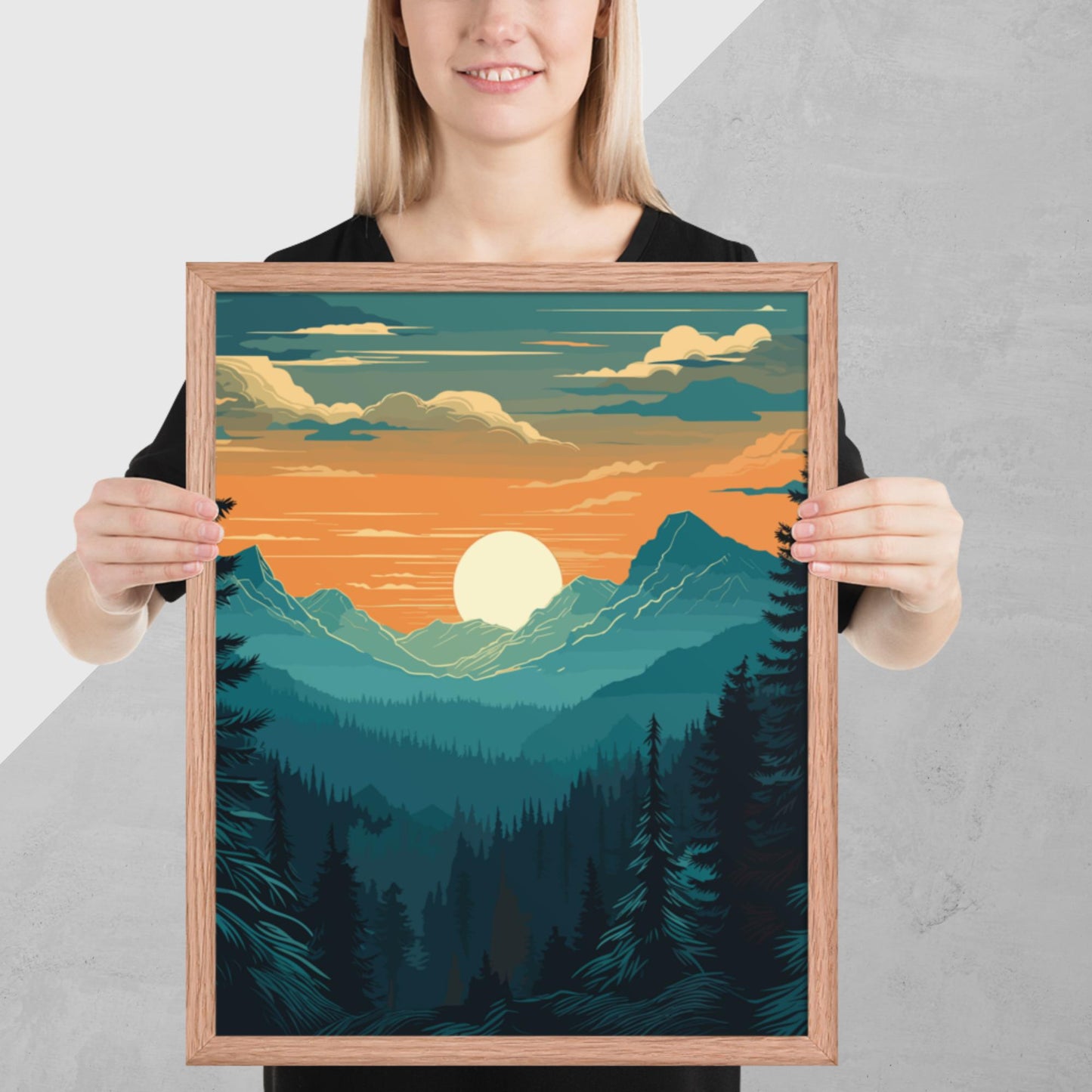 Forest Skyline Sunset Framed Poster