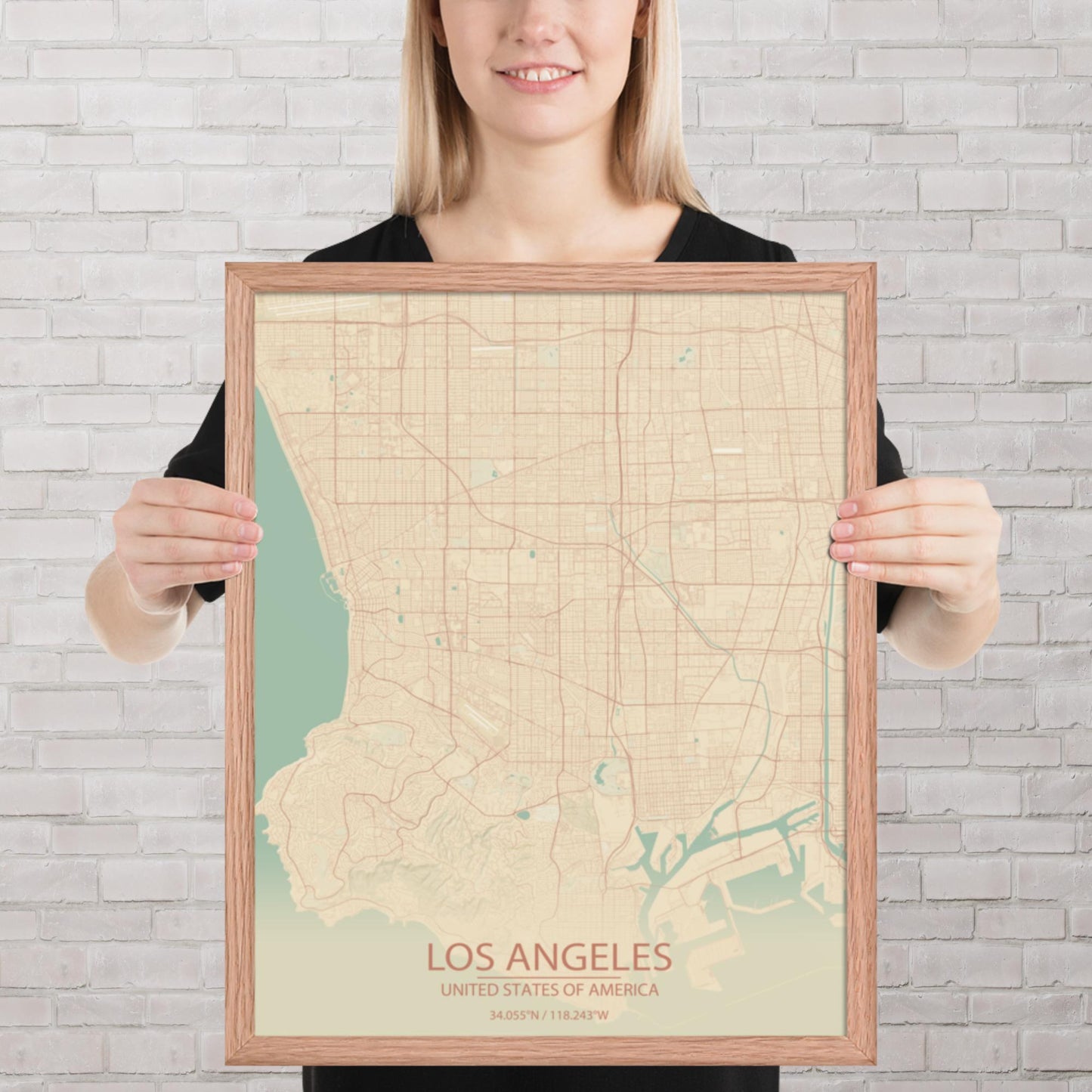 Los Angeles Vintage Style Framed Map