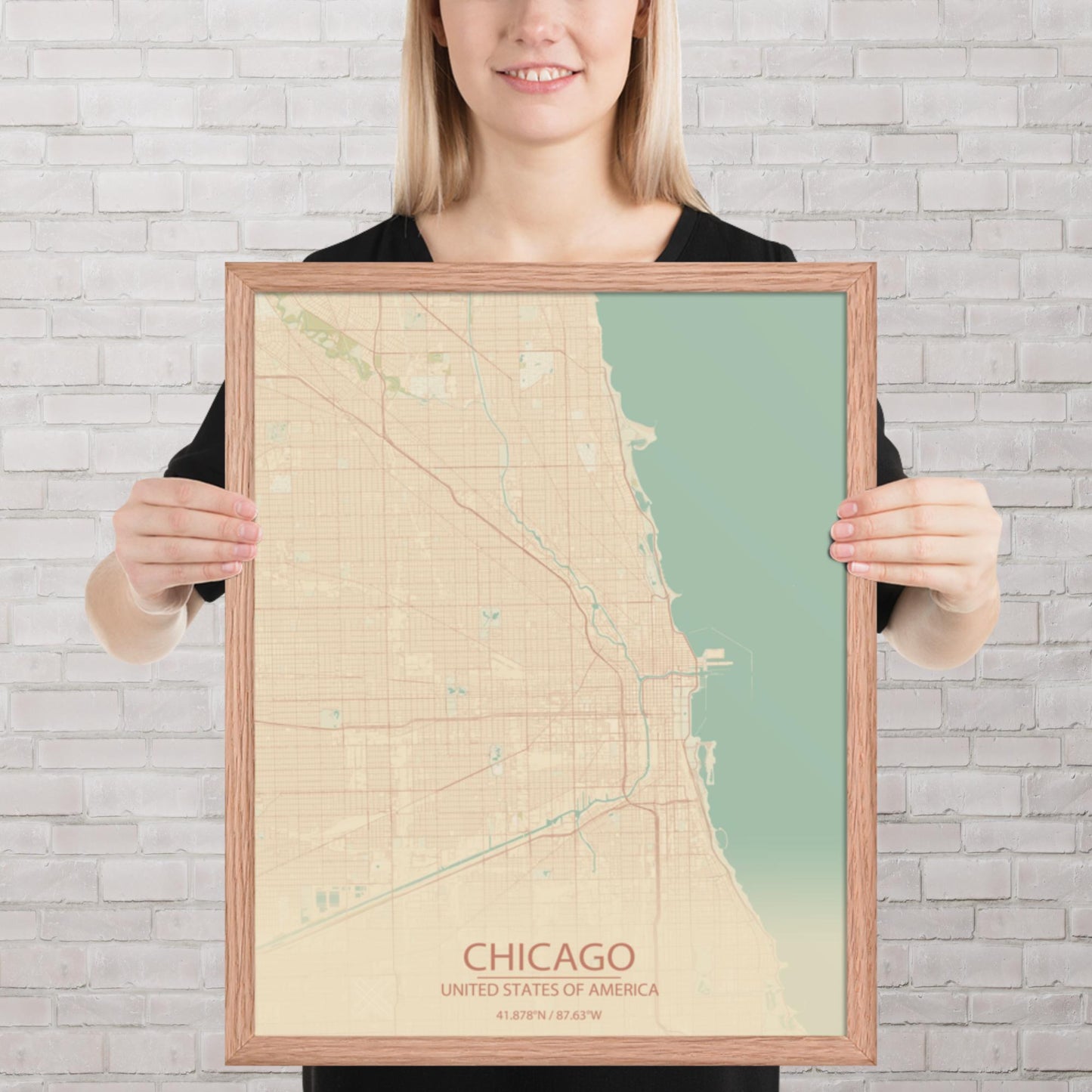 Chicago Vintage Style Framed Map