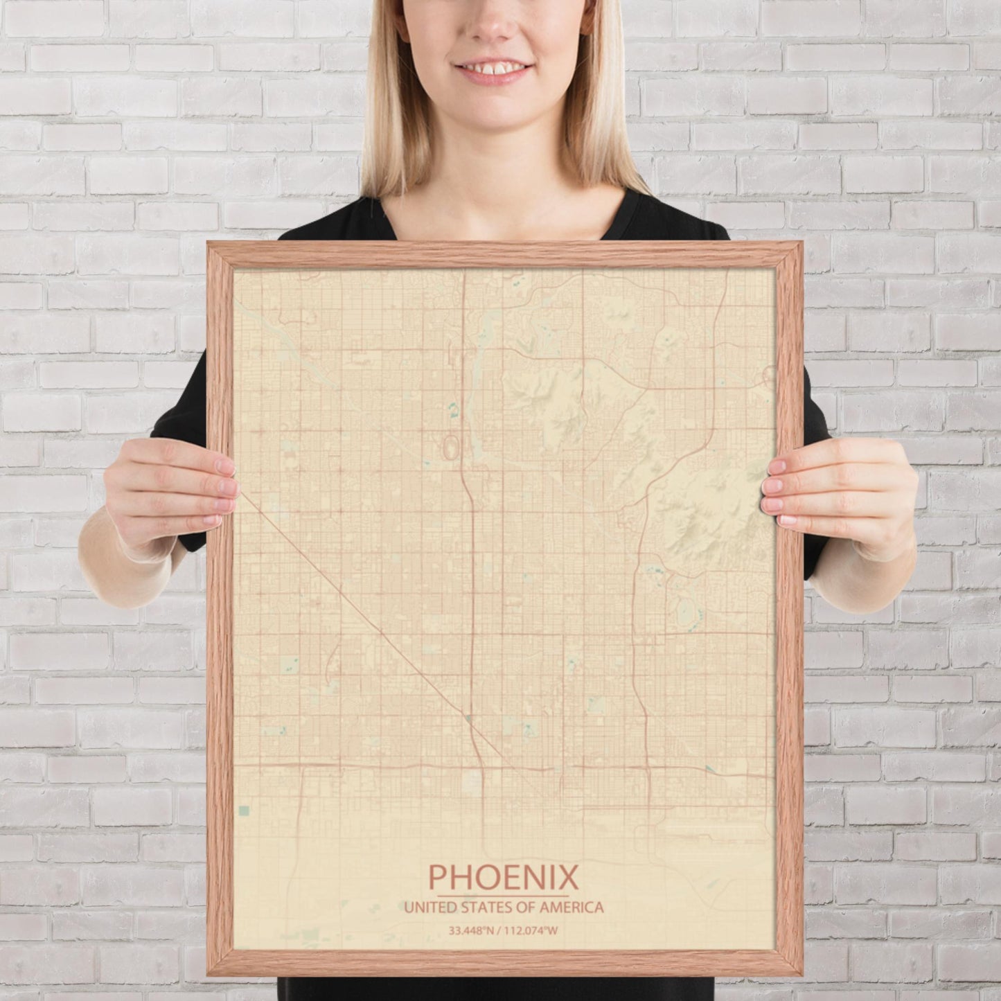 Phoenix Vintage Style Framed Map