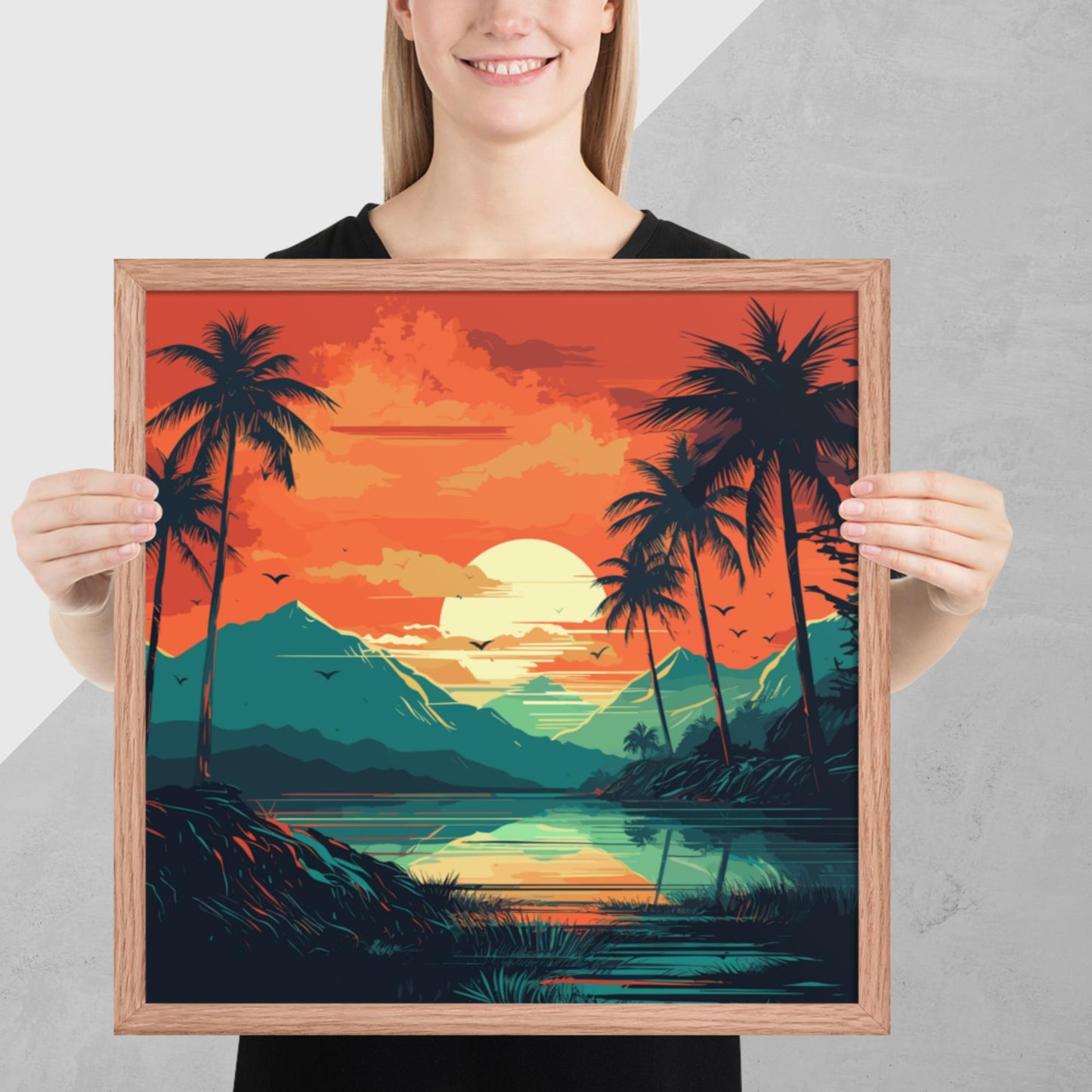 Rainforest Lake Mountains Framed Poster