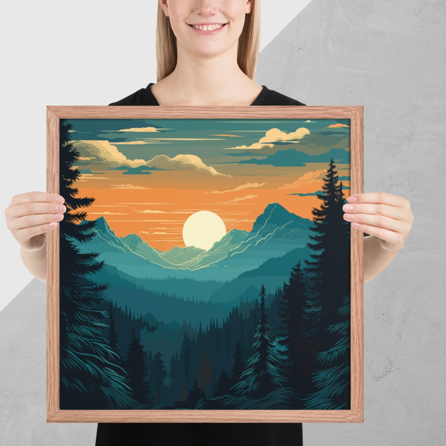 Forest Skyline Sunset Framed Poster