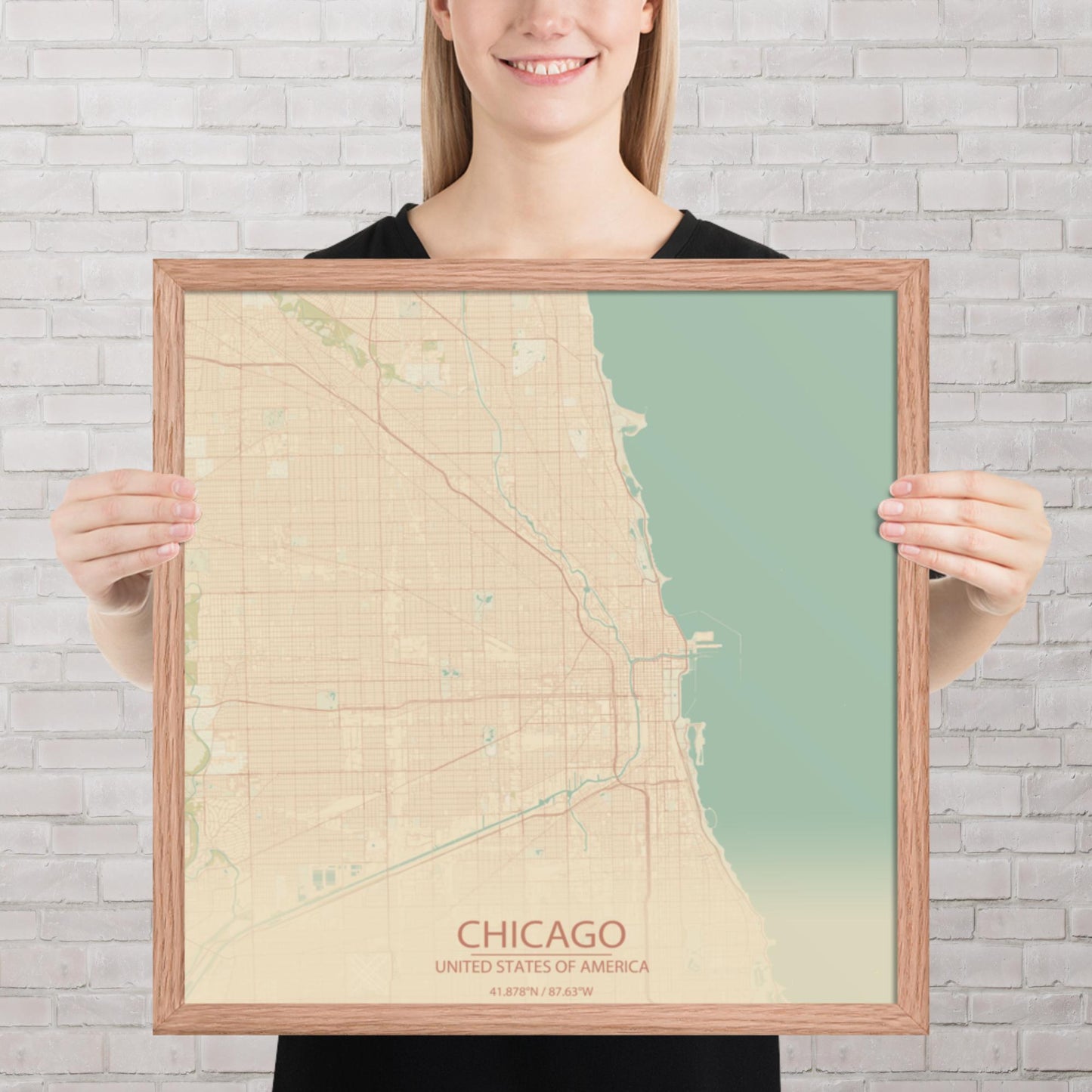 Chicago Vintage Style Framed Map