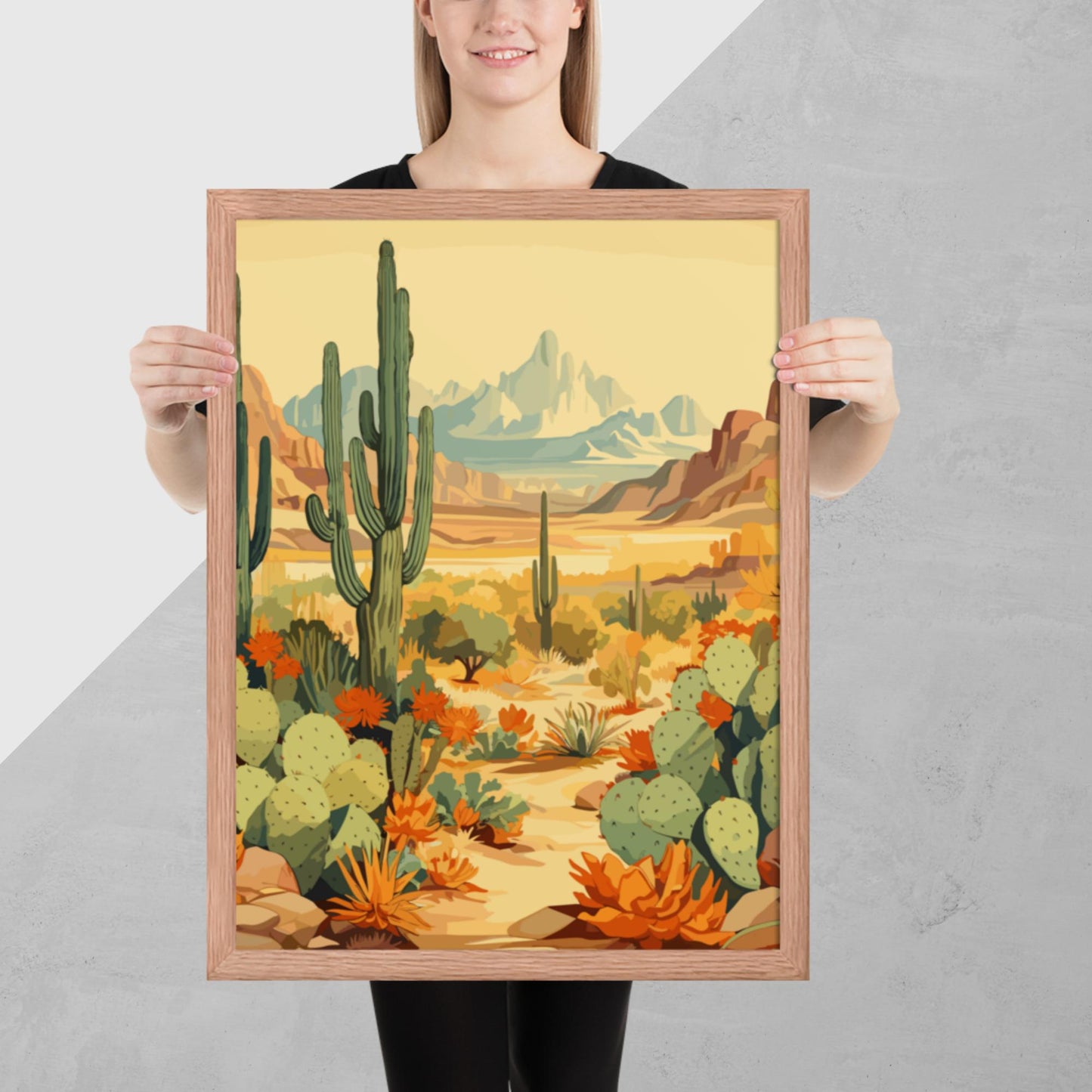 Mountainous Desert Life Framed Poster