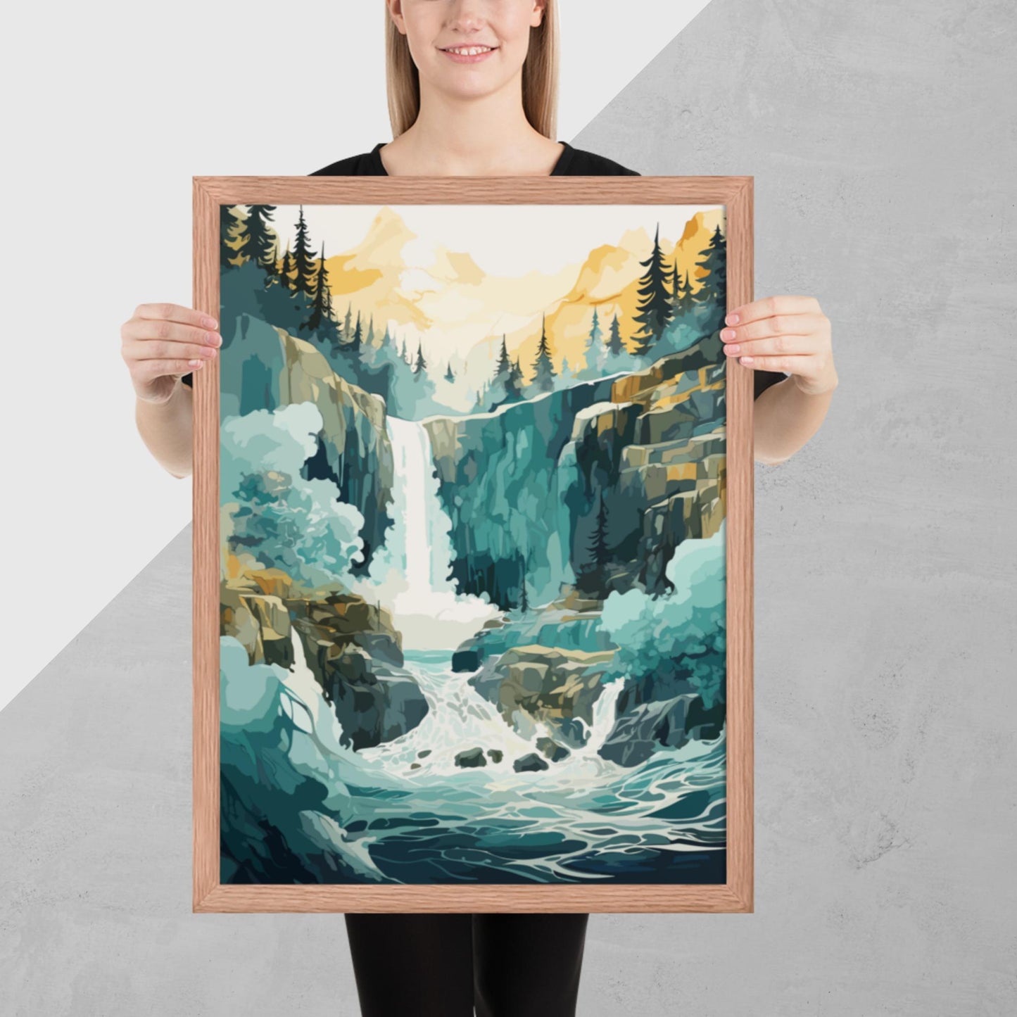 Roaring Forest Waterfall Framed Poster